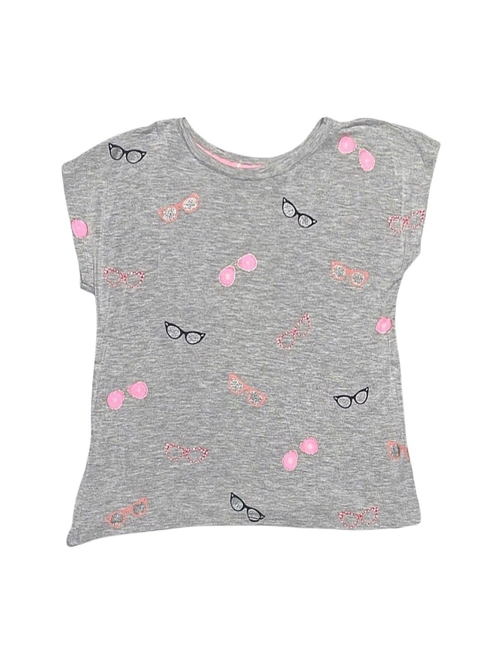 GIRL'S Grey Graphic Short Sleeve Top Size 10/12